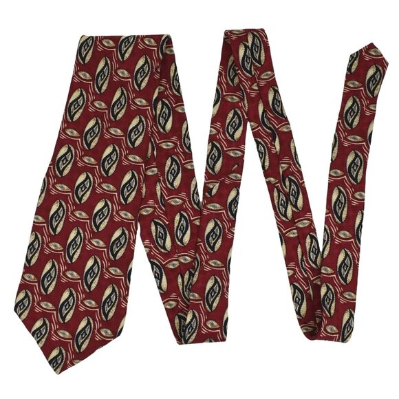 Vintage G J Cahn Mens Tie Necktie Silk Geometric Red Hand Sewn in USA 60 in - Picture 4 of 6